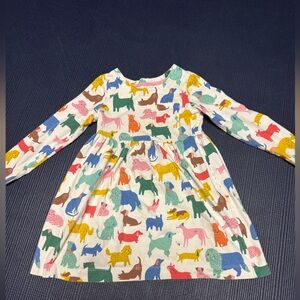 Mini Boden colorful dog Print Long Sleeve Dress